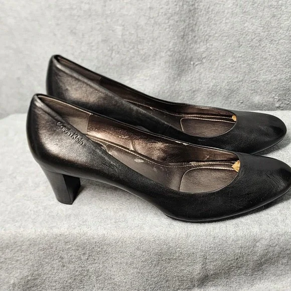 Calvin Klein Shoes Womens Size 9M Black Leather Aimee Pumps Classic Heels Career - Picture 4 of 10